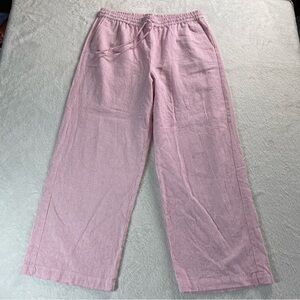 J.Crew Casual Womens 12 Pink White Stripe Linen Blend Drawstring Lounge